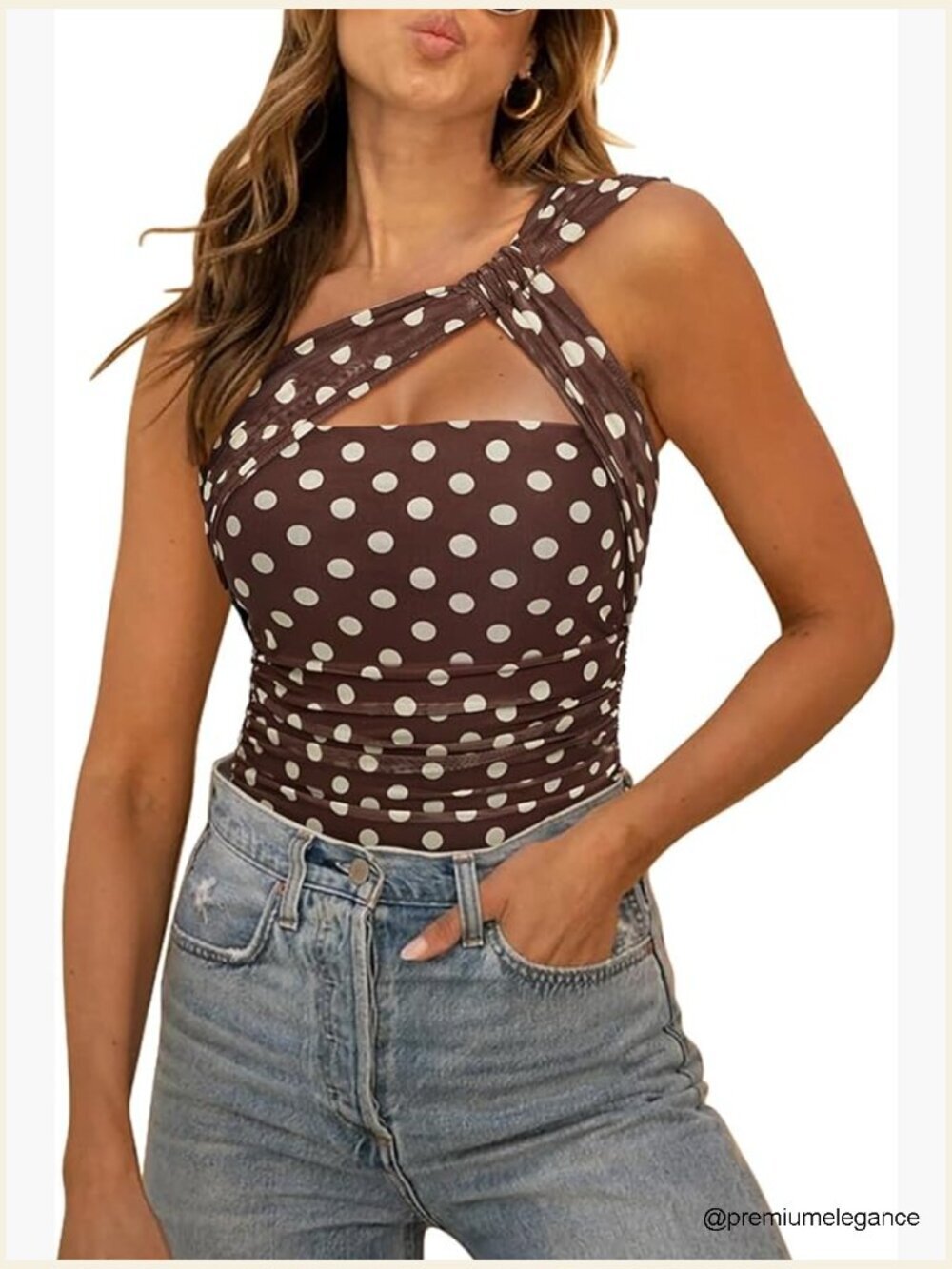 Sexy One Shoulder Ruched Cutout Bodysuit Thong Snap Crotch